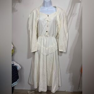 Vintage Lilian Smitty Exclusive White Ivory Western Rodeo Fringe Western Dress